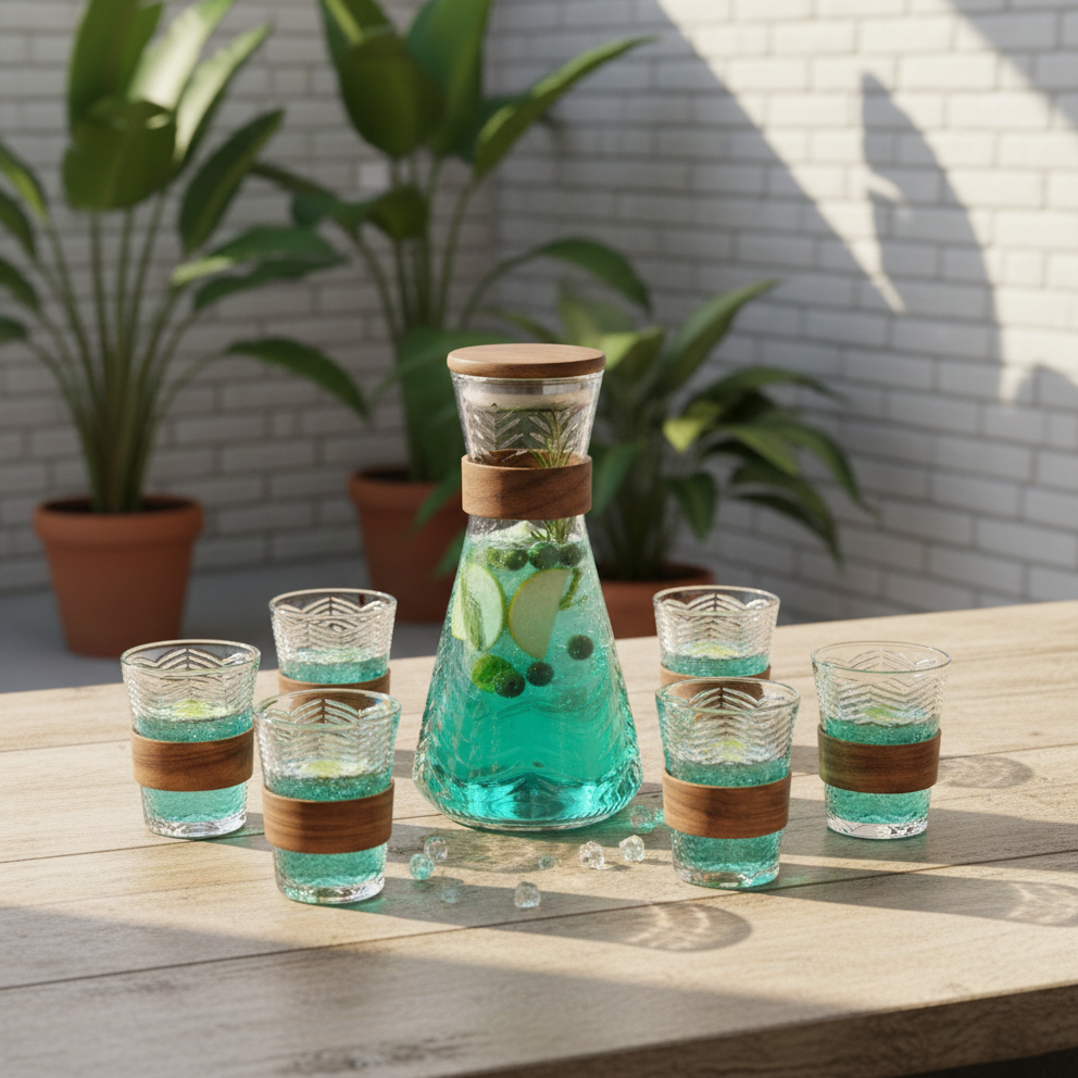 PrismWave Pitcher & Glasses Set (1162) - All-In-One Store Pakistan