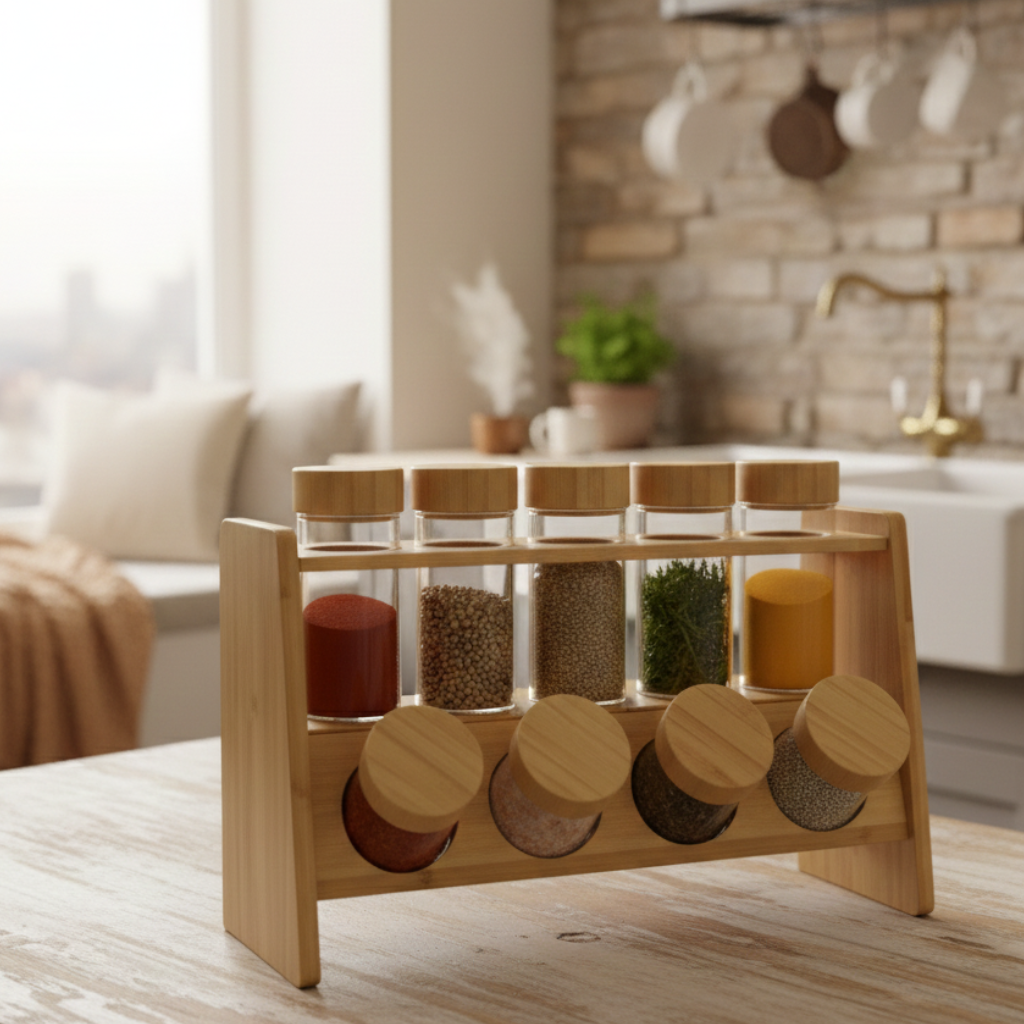 8-Pcs Glass Spice Storage Jars Ensemble (1104) - All-In-One Store Pakistan
