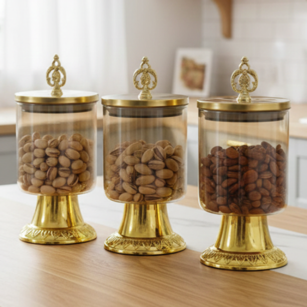 3Pcs Royal Lid Airtight Glass Jar (1124) - All-In-One Store Pakistan