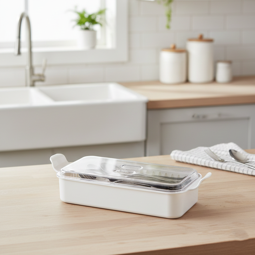 Cutlery Box with Lid and Drain (1035) by Limon - All-In-One Store Pakistan