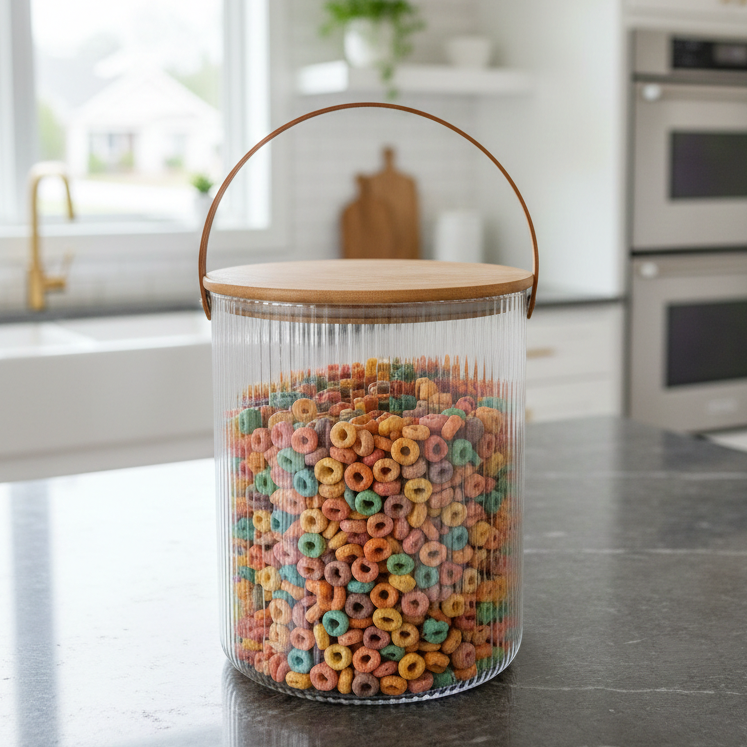Ribbed Storage Bucket with Wooden Lid & Handle by Limon - All-In-One Store Pakistan
