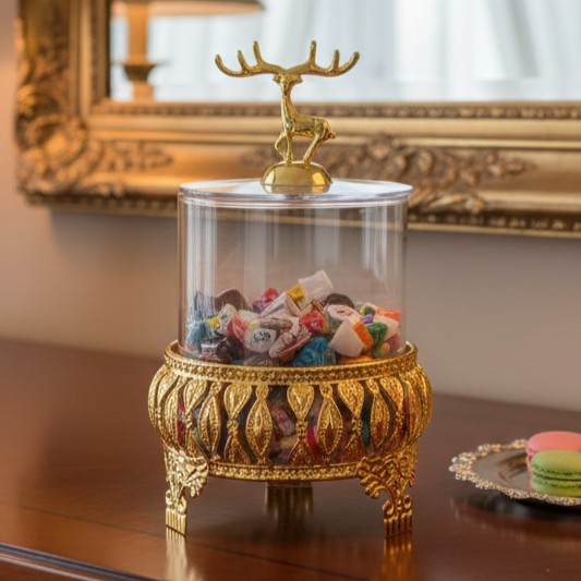 Royal Golden Base Glass Jar with Lid - All-In-One Store Pakistan
