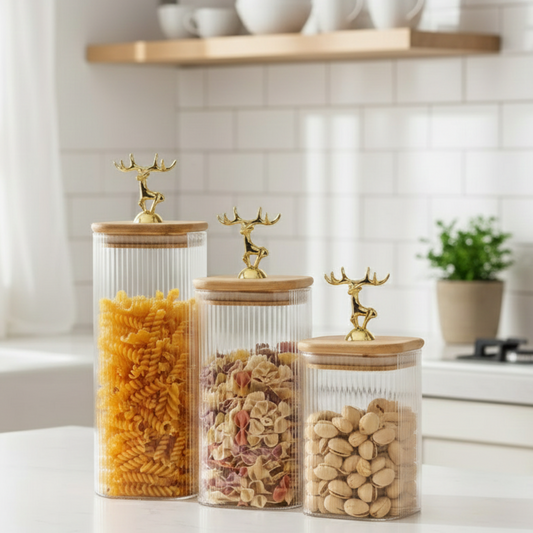 Imperial Stag Glass Jars Trio (1113) - All-In-One Store Pakistan