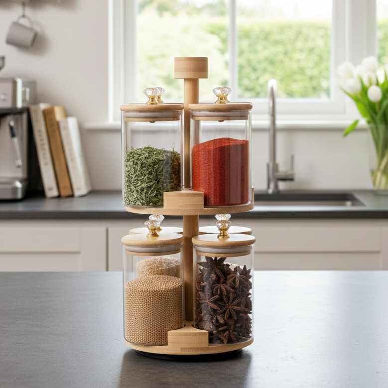 360° Rotating 2-Tier Spice Tower (1140) - All-In-One Store Pakistan