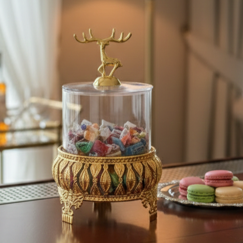 Royal Golden Base Glass Jar with Lid - All-In-One Store Pakistan