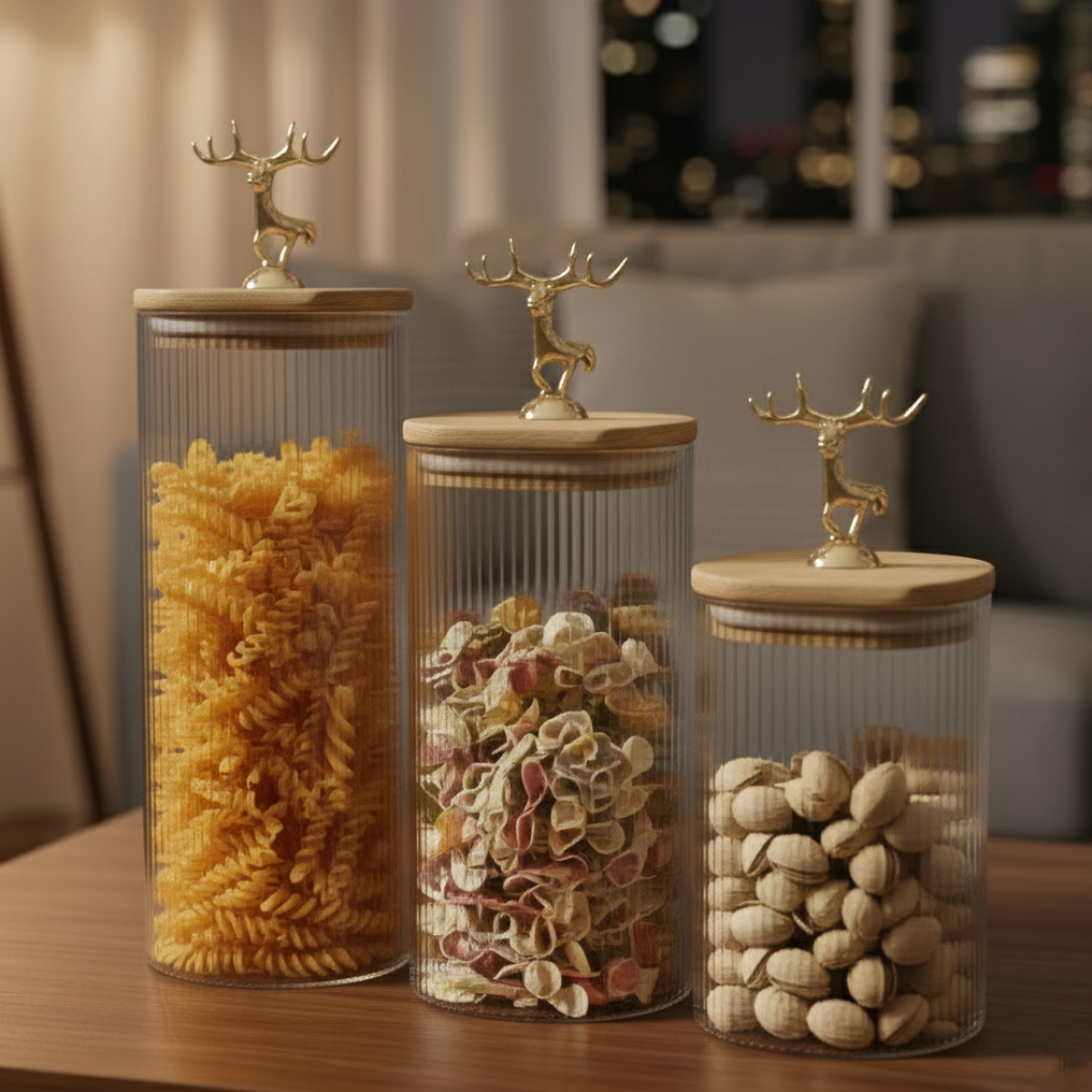 Imperial Stag Glass Jars Trio (1113) - All-In-One Store Pakistan