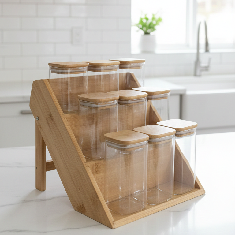 3-Tier Bamboo Spice Staircase (1130) - All-In-One Store Pakistan