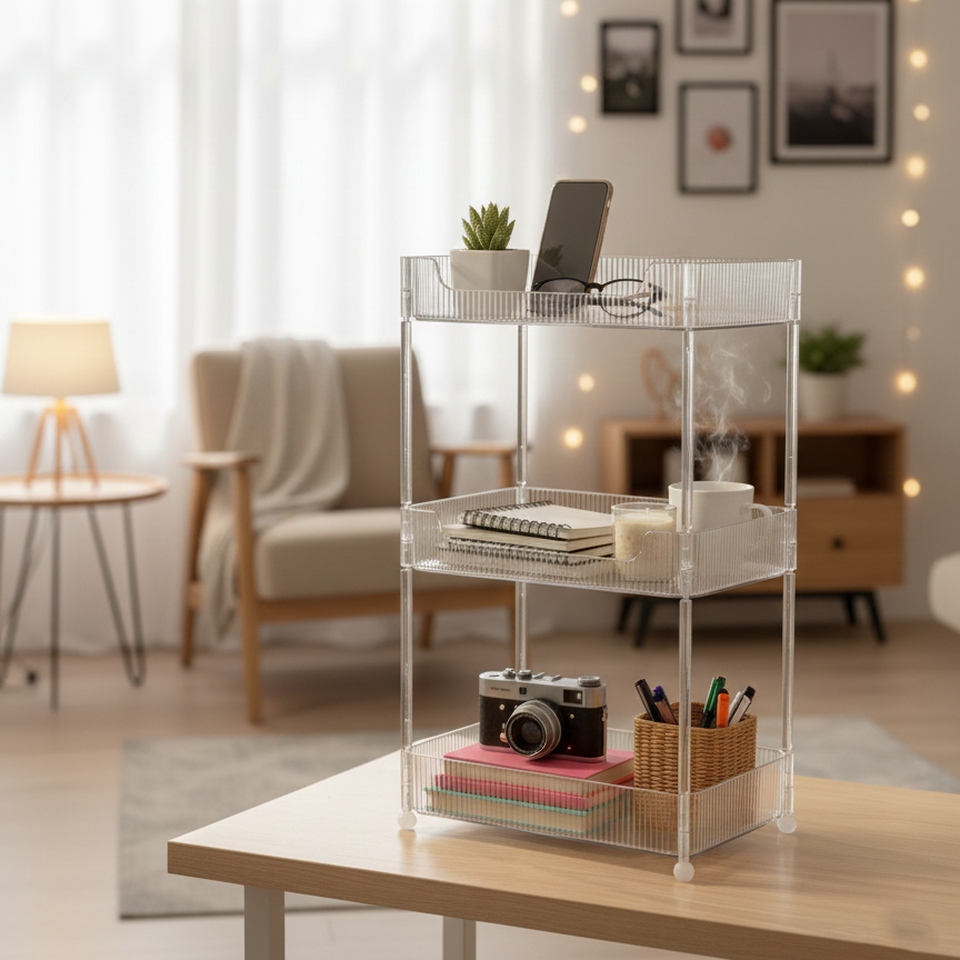 ClearStack 3-Tier Ribbed Acrylic Organizer - All-In-One Store Pakistan