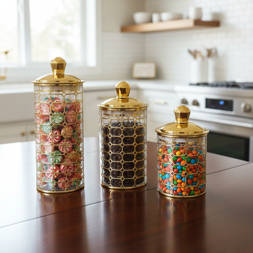 Octagon & Diamond Canister Trio - Transparent - All-In-One Store Pakistan