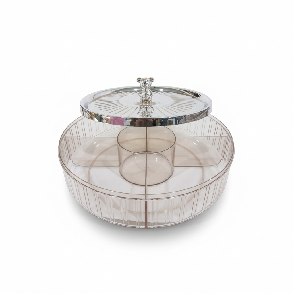 Elegance 5-Partition Round Dry Fruit Tray - All-In-One Store Pakistan