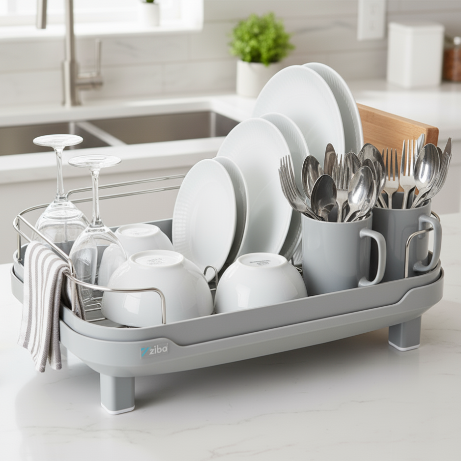 MajesticDry Single-Tier Dish Rack with Drainer (31140) – by Ziba - All-In-One Store Pakistan