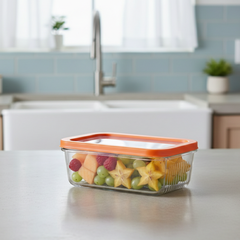 Unbreakable Glass Container (450ml) with Lid (2099) by Limon - All-In-One Store Pakistan