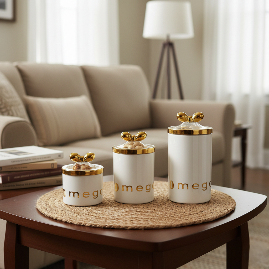 Crown & Bow Collection Storage Jars (Set of 3) - All-In-One Store Pakistan