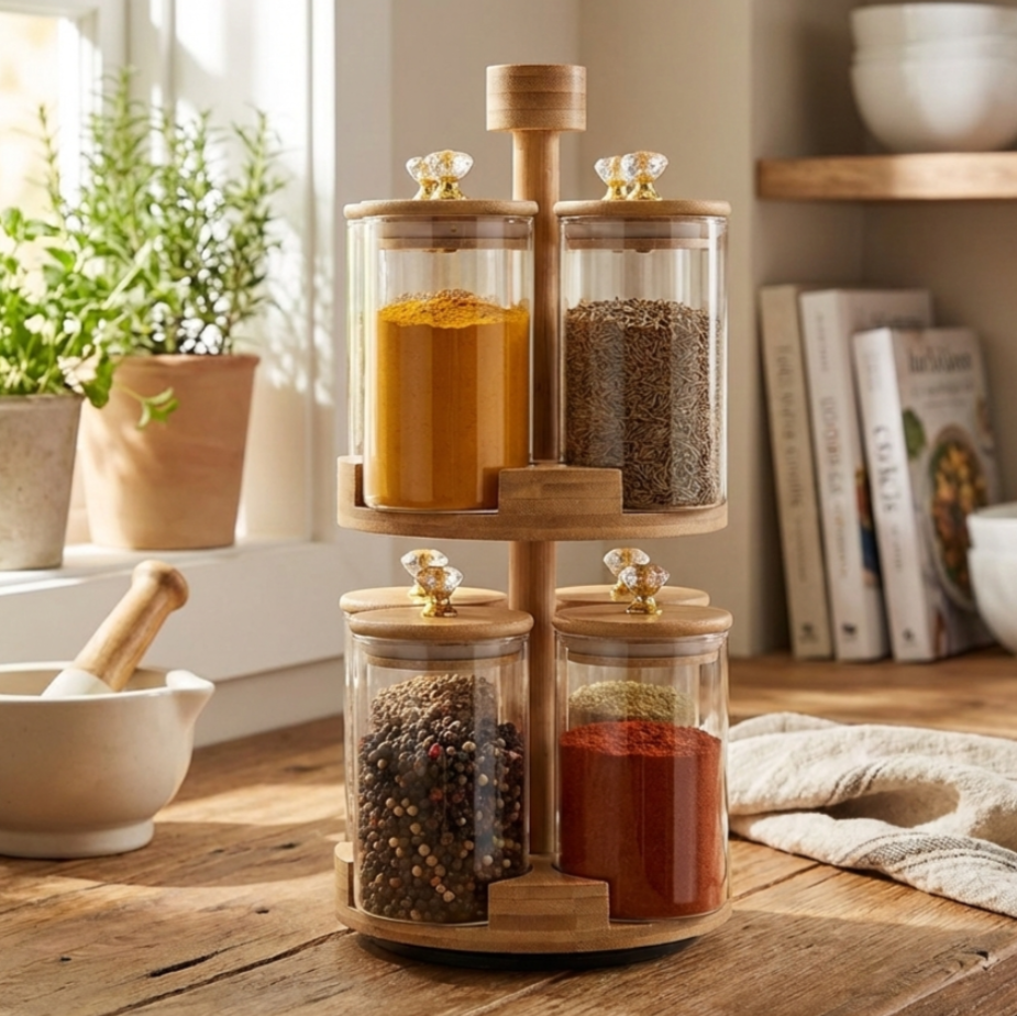 360° Rotating 2-Tier Spice Tower (1140) - All-In-One Store Pakistan