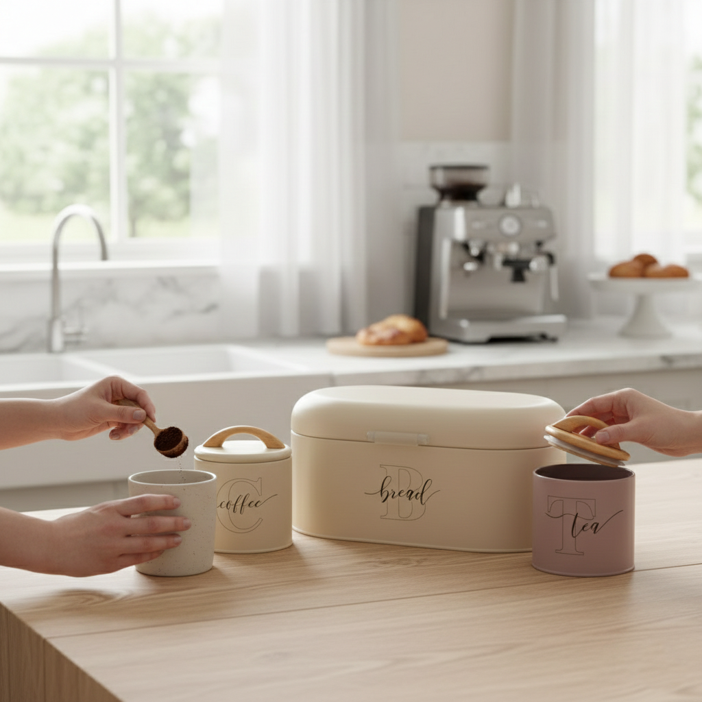 MultiColor 4-Piece Bread, Tea, Coffee, and Sugar Canister Set - All-In-One Store Pakistan