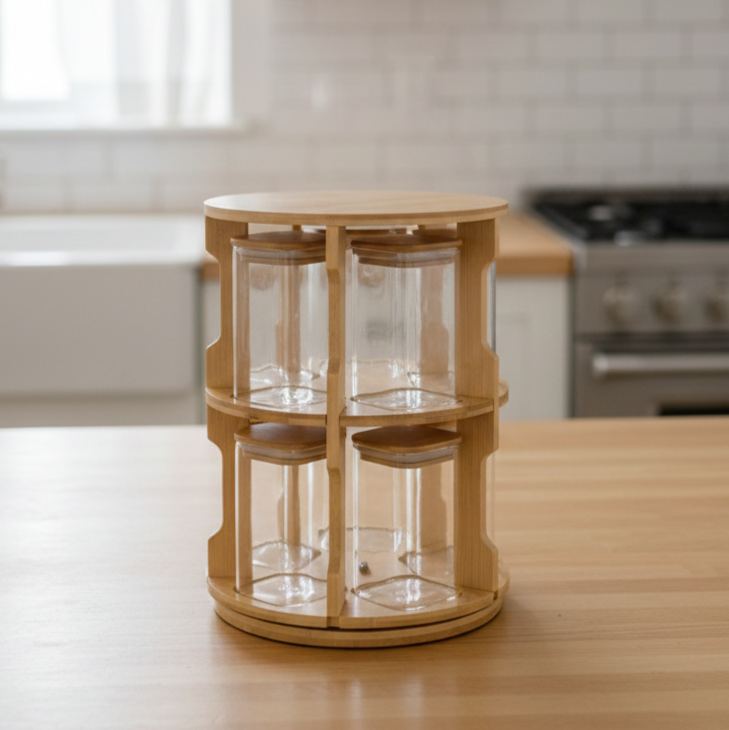 The Bamboo Rotunda: 8-Jar Spice Tower (1136) - All-In-One Store Pakistan