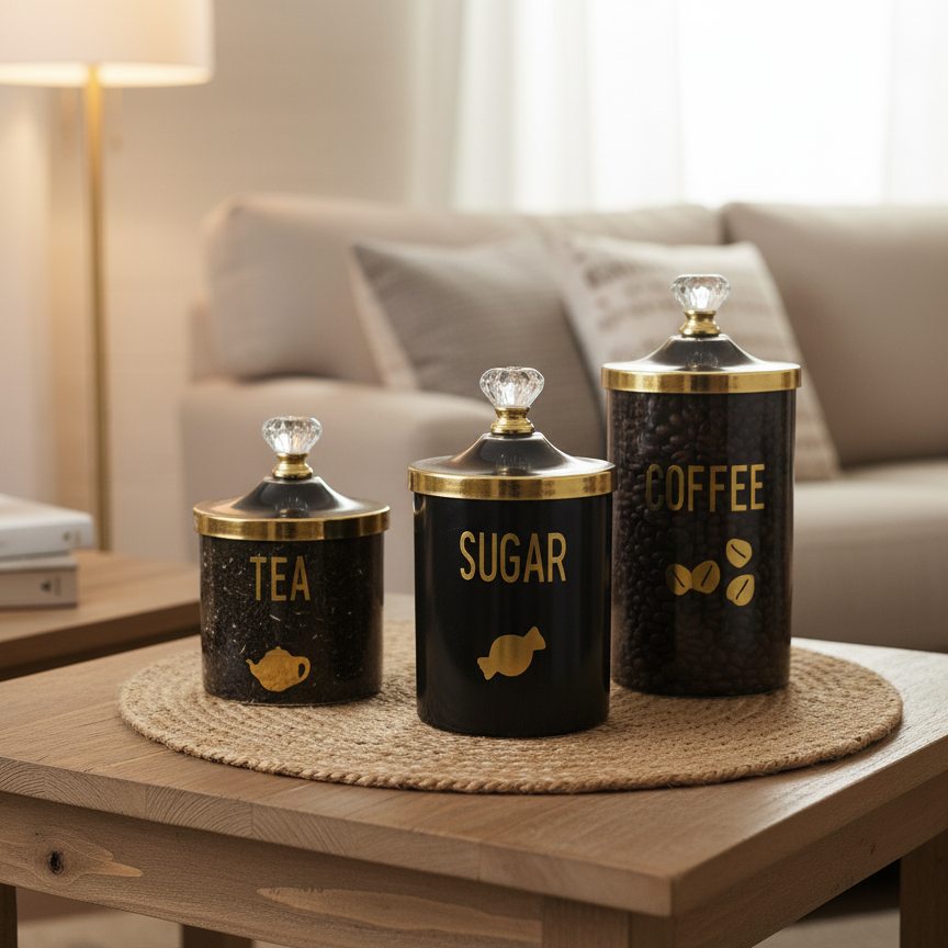 Crown & Bow Collection Storage Jars (Set of 3) - All-In-One Store Pakistan