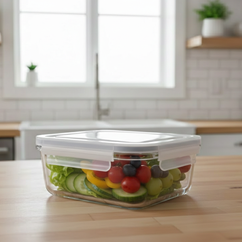 850ML Rectangular Glass Container with Lid (1802) by Limon - All-In-One Store Pakistan