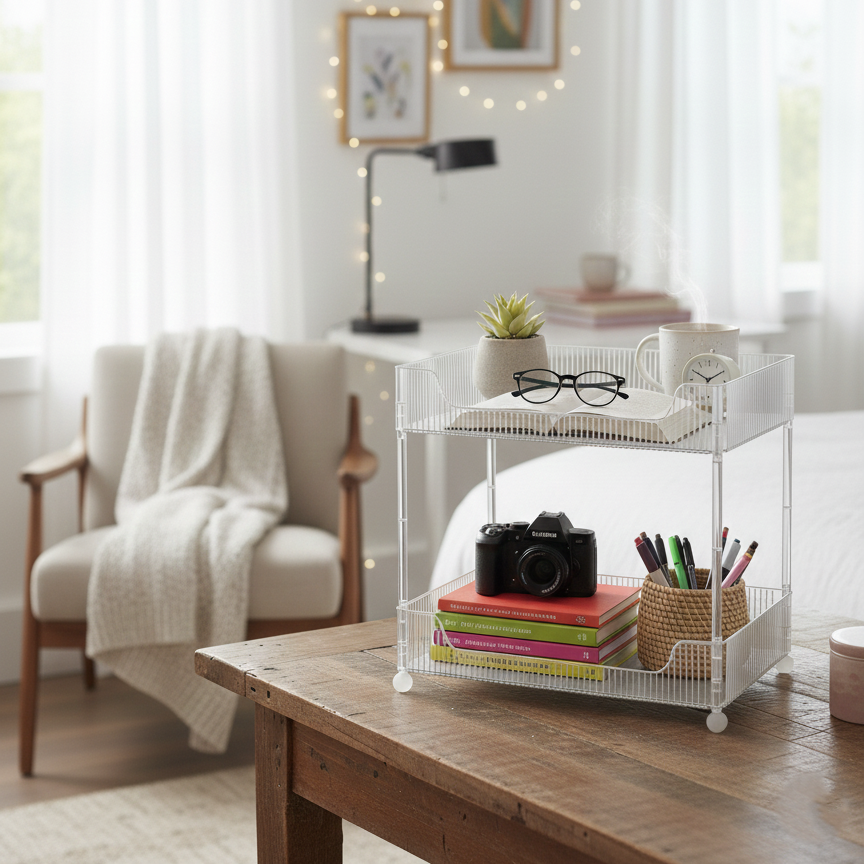 ClearStack 2-Tier Ribbed Acrylic Organizer - All-In-One Store Pakistan