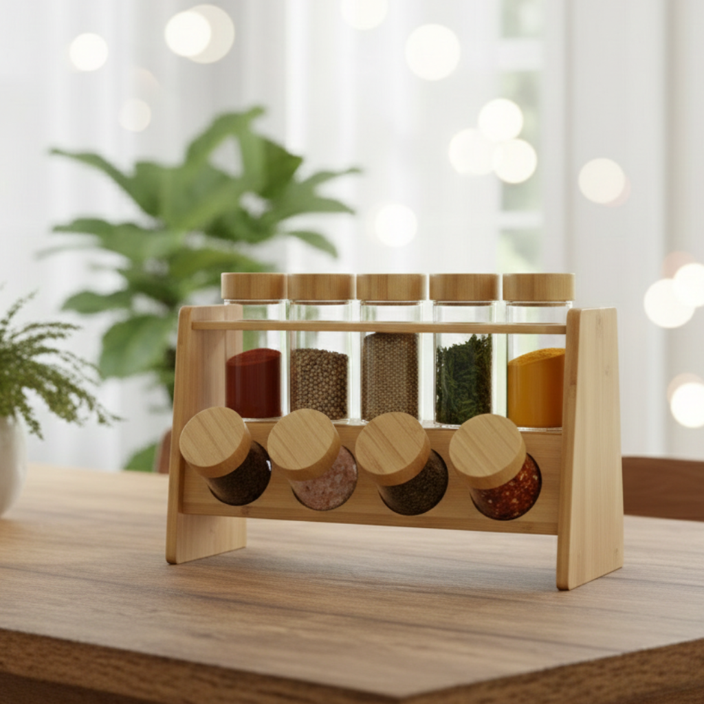 8-Pcs Glass Spice Storage Jars Ensemble (1104) - All-In-One Store Pakistan