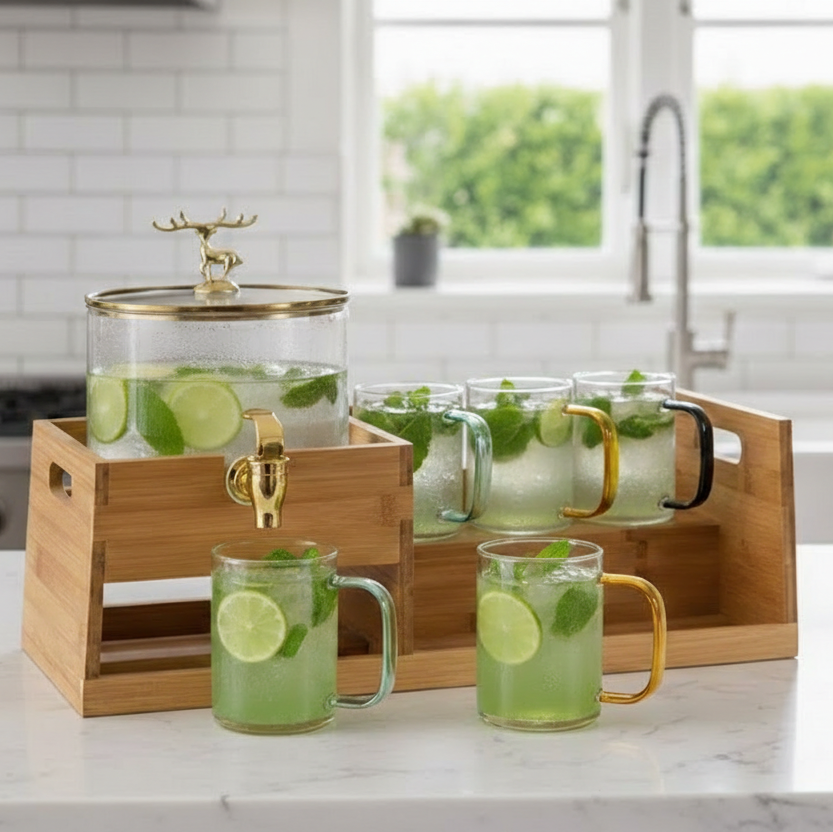 The Refresh Hub - Dispesner & Glasses Set (1150) - All-In-One Store Pakistan