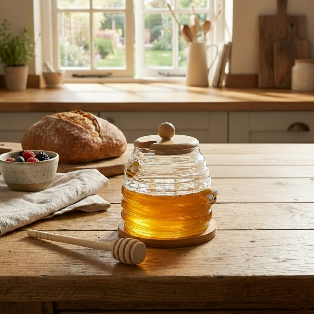 GoldenHive Premium Glass Honey Jar - All-In-One Store Pakistan