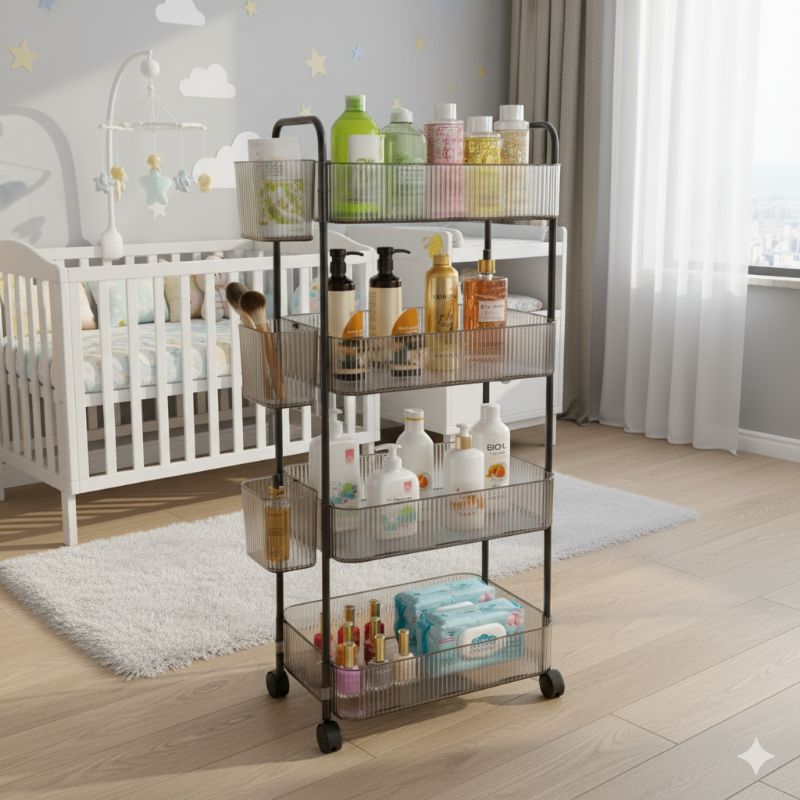 4-Tier Acrylic Utility Rolling Trolley (2374) by Limon - All-In-One Store Pakistan
