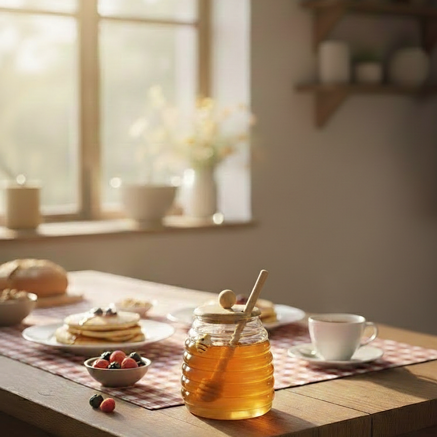 GoldenHive Premium Glass Honey Jar - All-In-One Store Pakistan