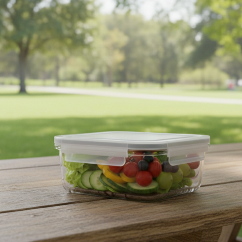850ML Rectangular Glass Container with Lid (1802) by Limon - All-In-One Store Pakistan