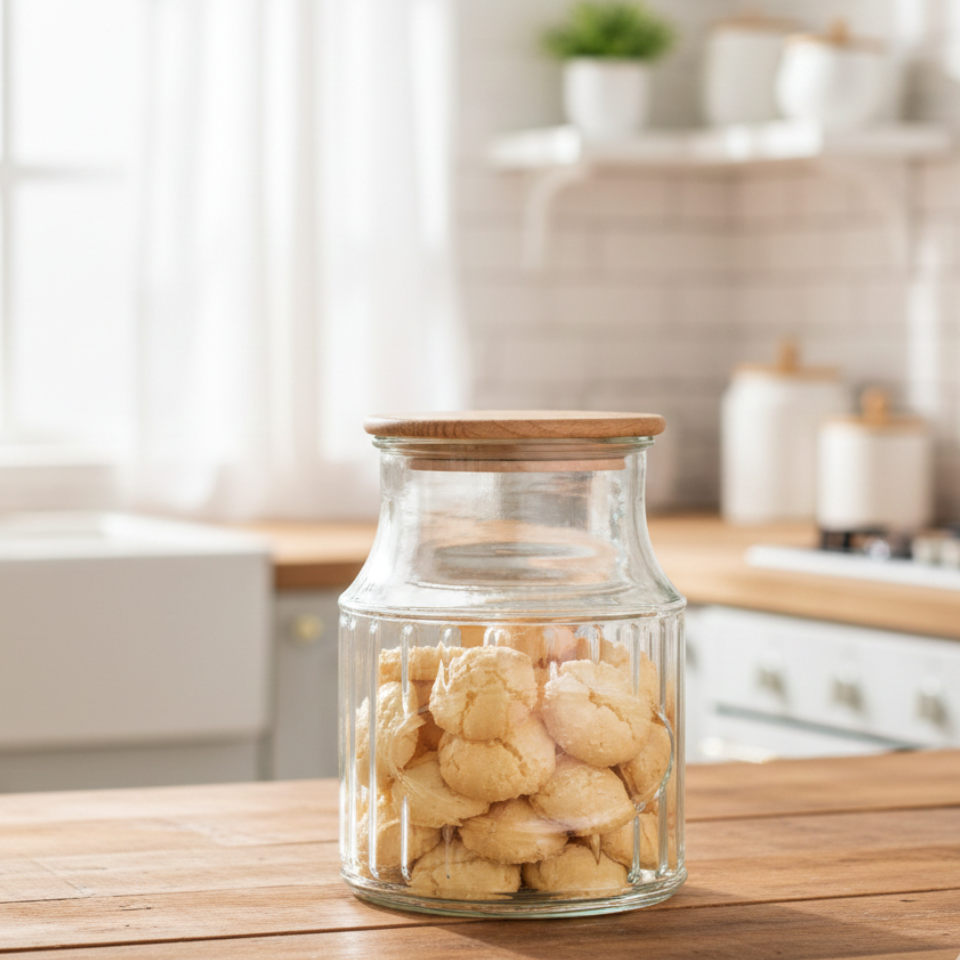 3-Pcs 1000ml Home Made Glass Jars Set with Airight Lids (2262) by Limon - All-In-One Store Pakistan