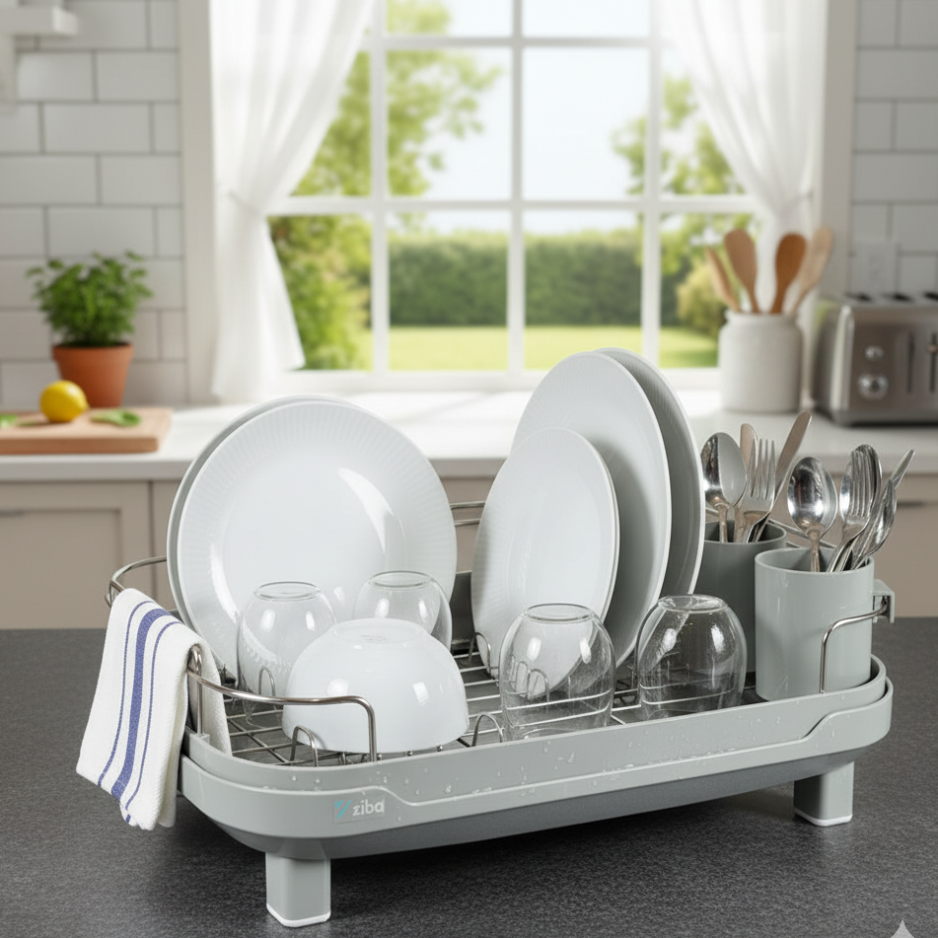 MajesticDry Single-Tier Dish Rack with Drainer (31140) – by Ziba - All-In-One Store Pakistan