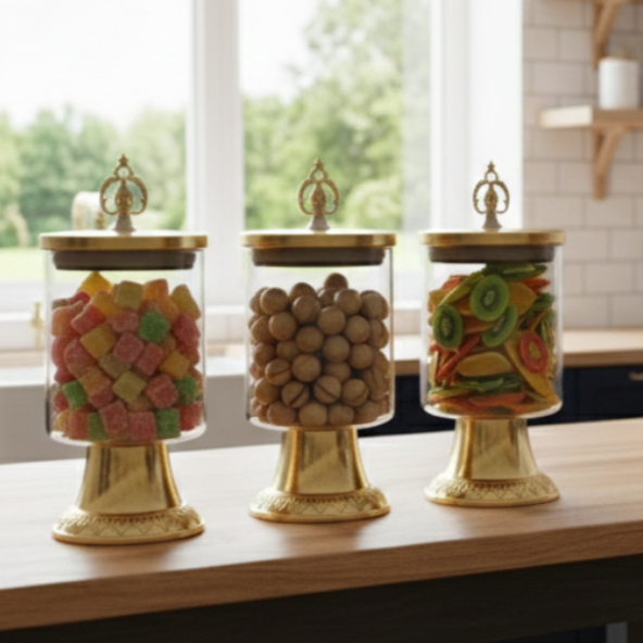 3Pcs Royal Lid Airtight Glass Jar (1124) - All-In-One Store Pakistan