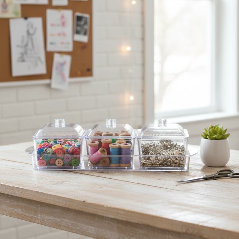 Square Trio Glass Jar Set with Serving Tray & Lids - All-In-One Store Pakistan