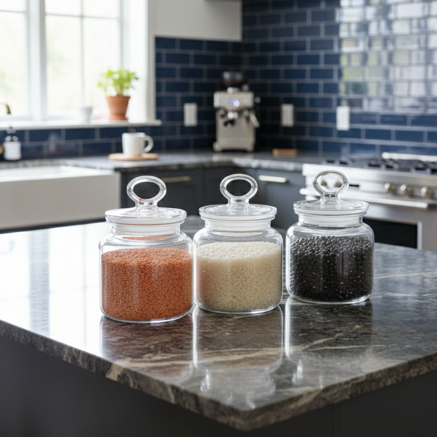 3-Pcs Rustic Design Handmade Glass Canister Set by Limon - All-In-One Store Pakistan