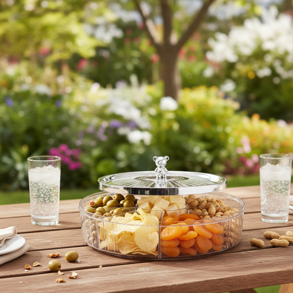 Elegance 5-Partition Round Dry Fruit Tray - All-In-One Store Pakistan