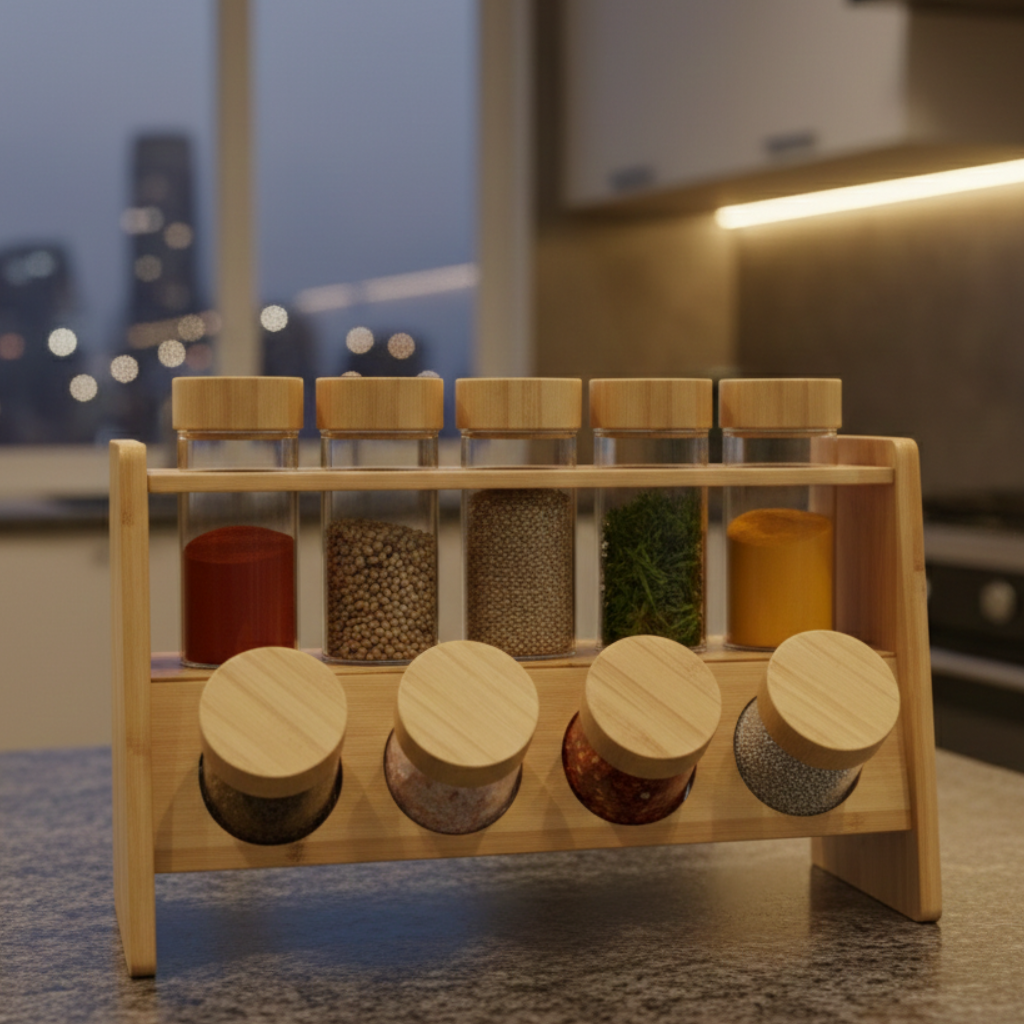 8-Pcs Glass Spice Storage Jars Ensemble (1104) - All-In-One Store Pakistan