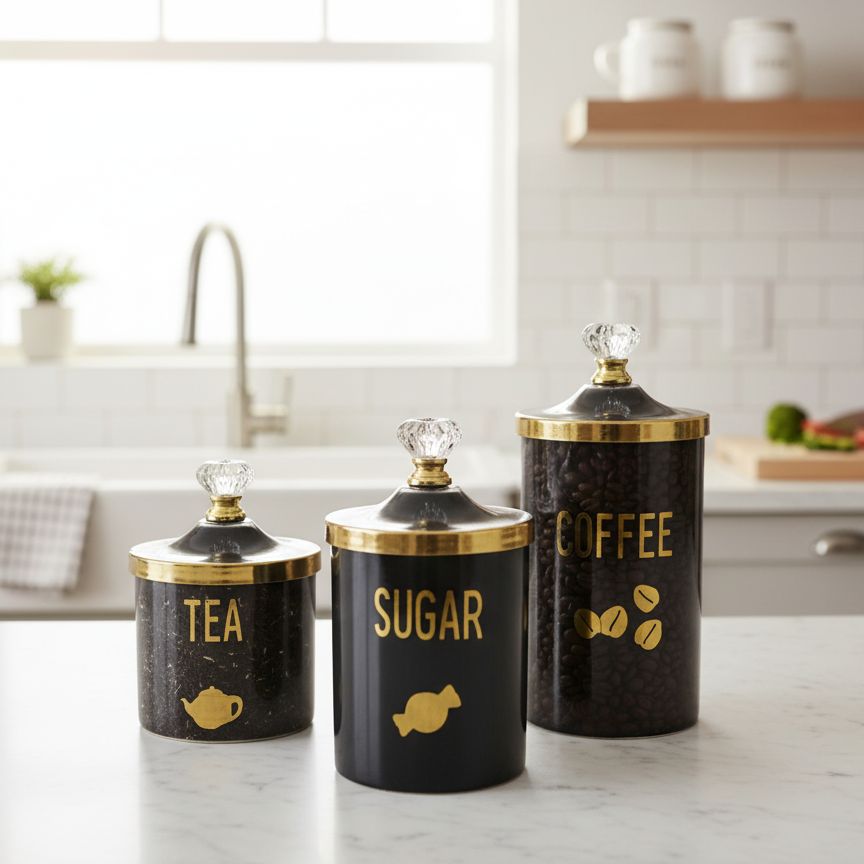 Crown & Bow Collection Storage Jars (Set of 3) - All-In-One Store Pakistan