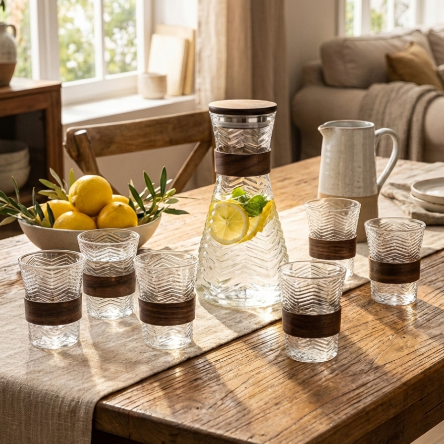 PrismWave Pitcher & Glasses Set (1162) - All-In-One Store Pakistan