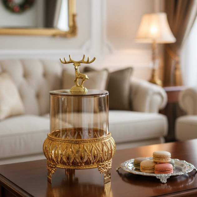 Royal Golden Base Glass Jar with Lid - All-In-One Store Pakistan
