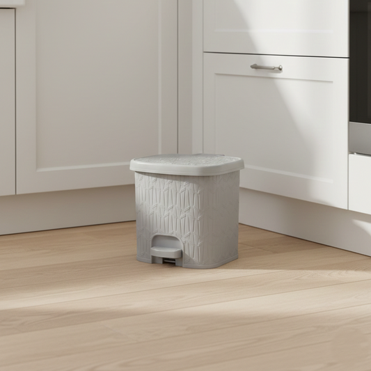 6L Bamboo-Style Dustbin with Pedal (2065) by Limon - All-In-One Store Pakistan