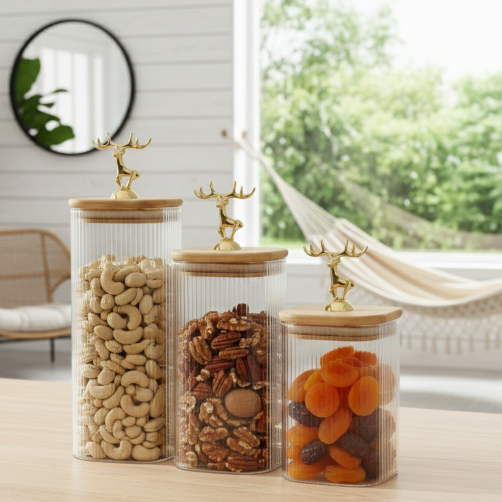 Imperial Stag Glass Jars Trio (1113) - All-In-One Store Pakistan