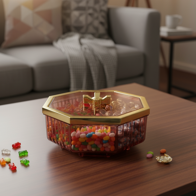 Rotatable Octagonal Dry Fruit & Snacks Container - All-In-One Store Pakistan