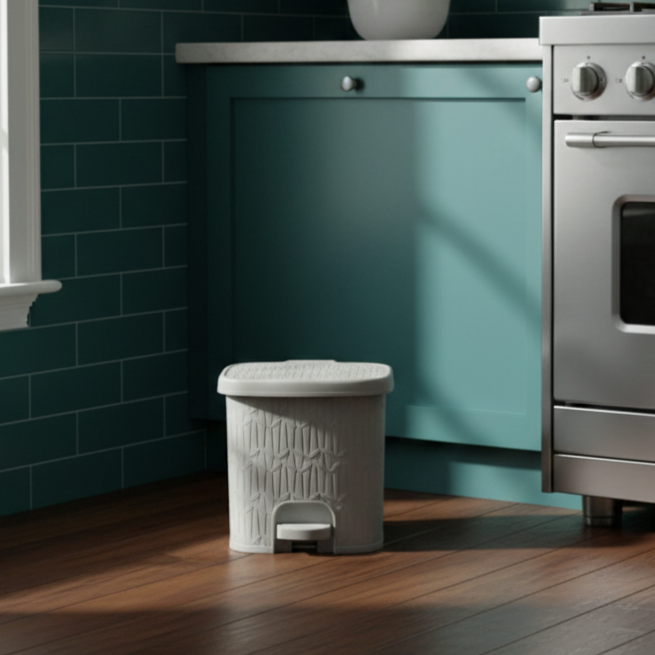 6L Bamboo-Style Dustbin with Pedal (2065) by Limon - All-In-One Store Pakistan