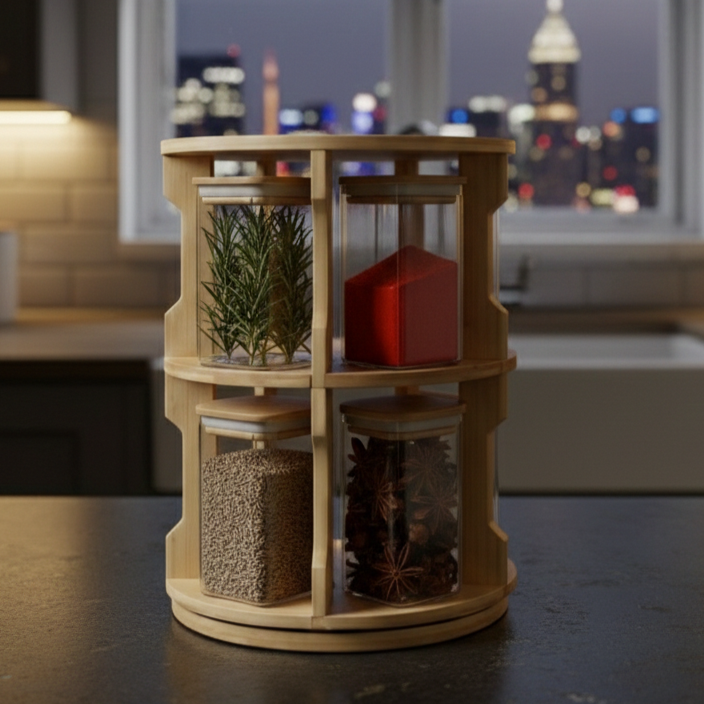The Bamboo Rotunda: 8-Jar Spice Tower (1136) - All-In-One Store Pakistan