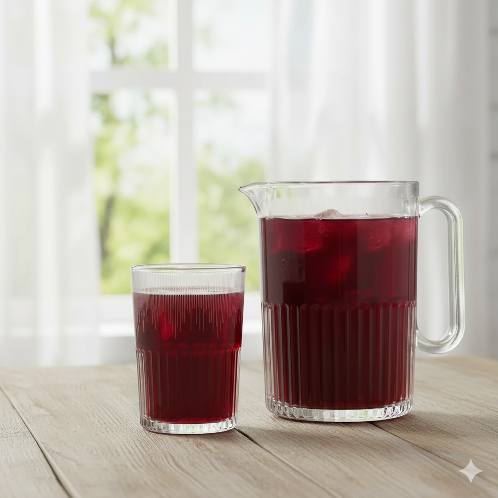 CrystalServe Ribbed Pitcher & Glasses Set (2318) by Limon - All-In-One Store Pakistan
