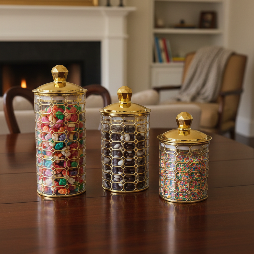 Octagon & Diamond Canister Trio - Transparent - All-In-One Store Pakistan