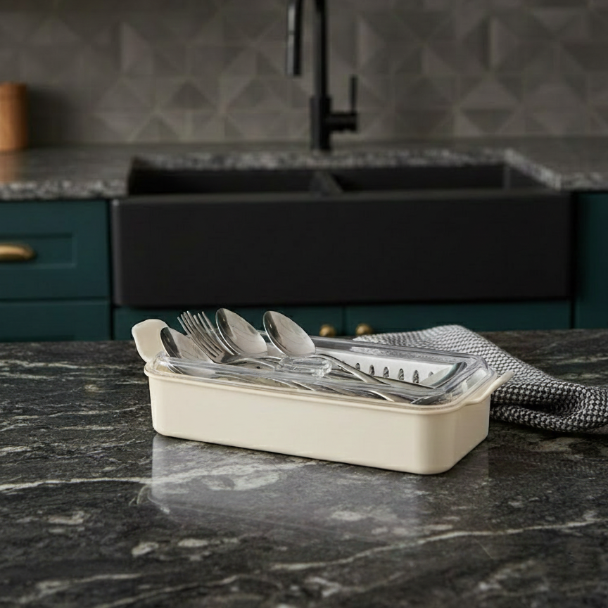 Cutlery Box with Lid and Drain (1035) by Limon - All-In-One Store Pakistan