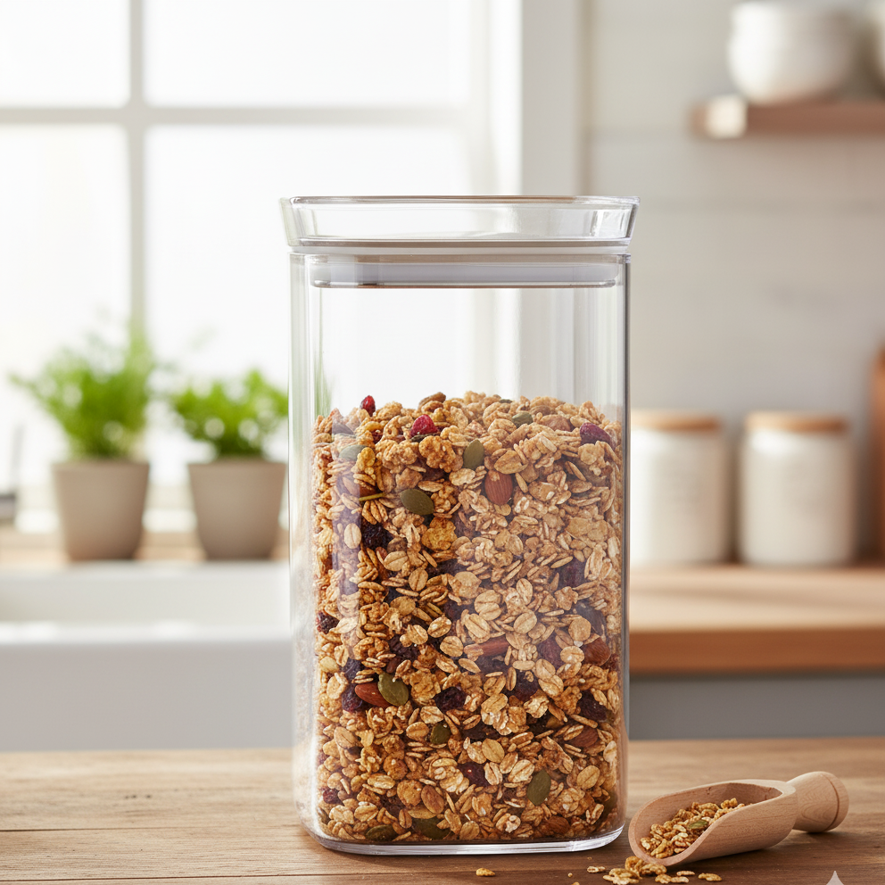 Signature Acrylic Stackable Airtight Jar with Transparent Lid by Ziba - All-In-One Store Pakistan