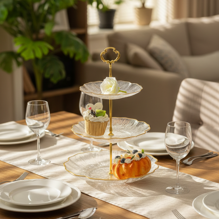 DelightTower 3-Tier Golden Serving Stand - All-In-One Store Pakistan
