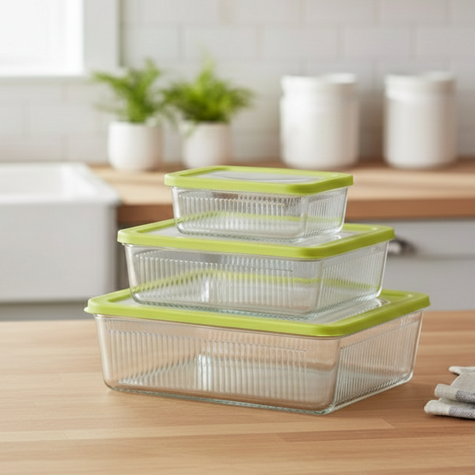3-Pcs Unbreakable Glass Container Set (2100) by Limon - All-In-One Store Pakistan